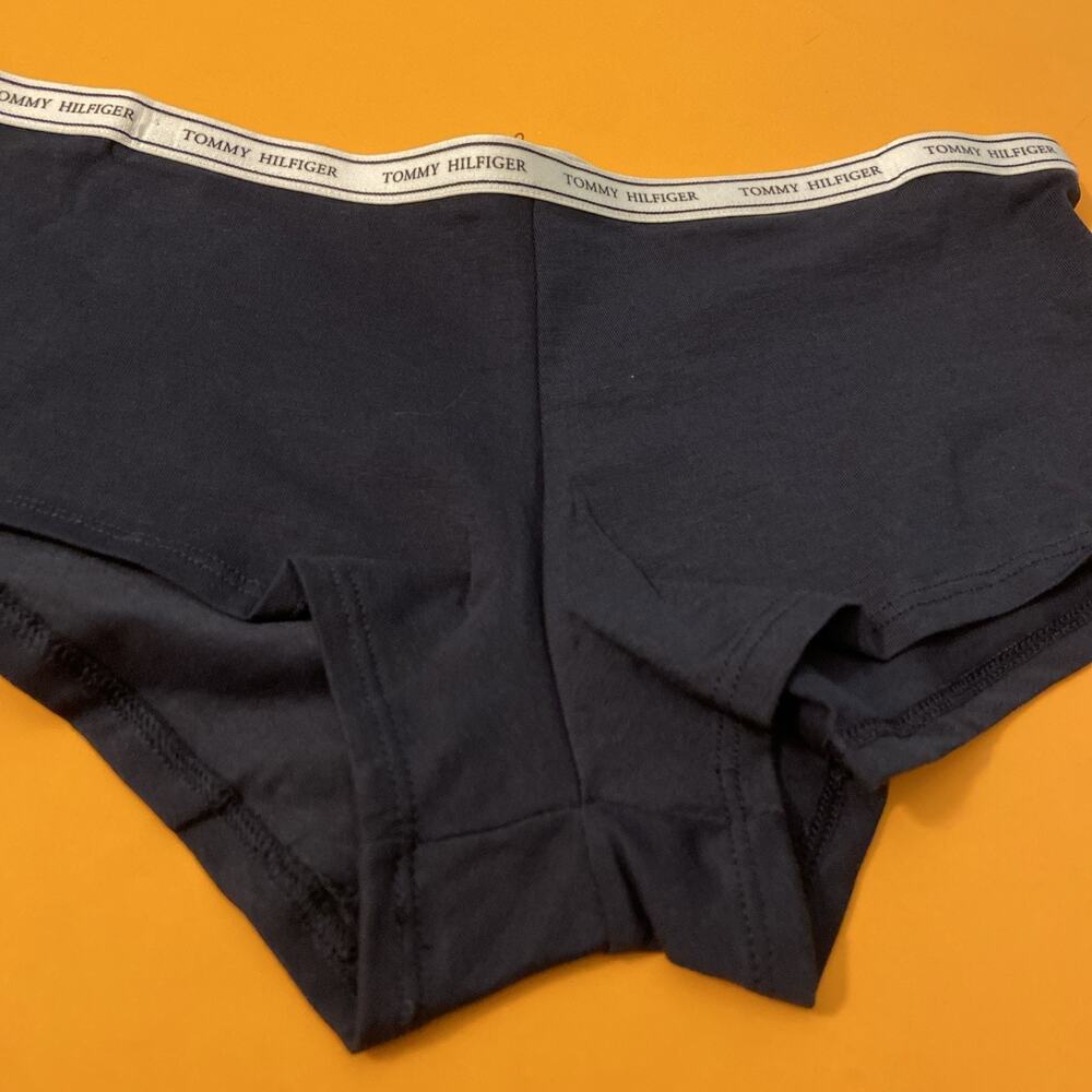 TOMMY HILFIGER COTTON BOYSHORT PANTIES FOR WOMEN / BLACK/ MEDIUM
